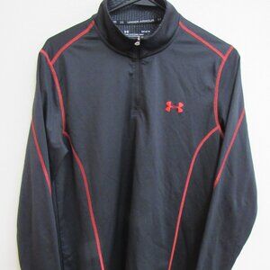 Under Armour Coldgear Fitted Black with Red Trim L/S 1/4 Zip Pullover Large
